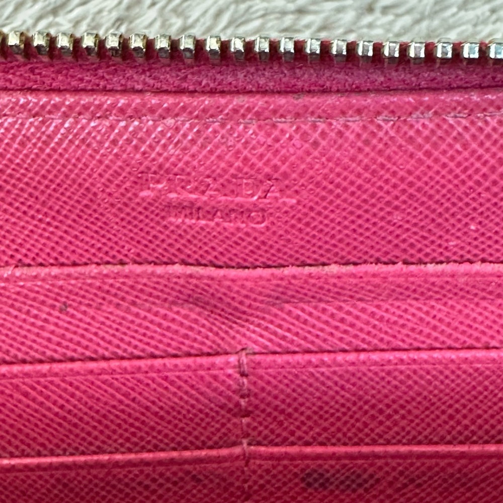 Prada Saffiano Bow Zip Around Wallet this is used please see all pictures - Picture 3 of 11